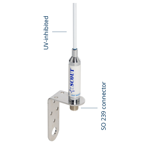 VHF Antenner SCOUT KM3F fiberglass antenna 09m Sett med 20 meter kabel og feste seilbåt PF AN NVHF00017